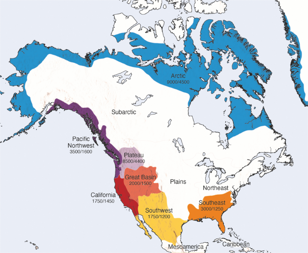 Geographic Spread Map of Bow and Arrow in North America