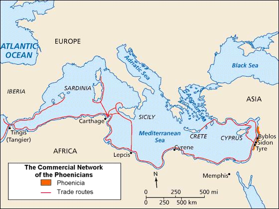 Map of Phoenician Trade Routes