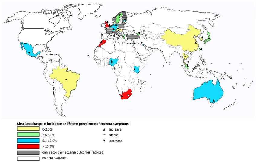 Mapa global de prevalencia del eccema